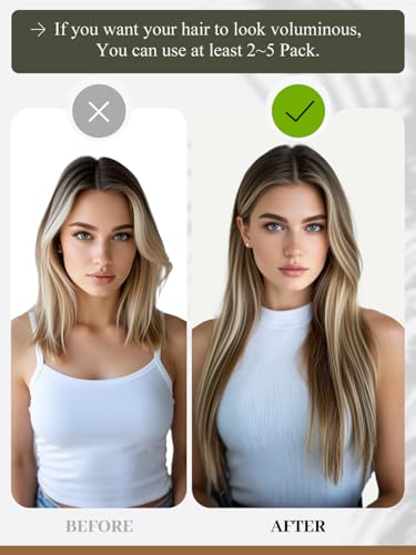 Tape-in Hair Extensions Real Human Hair Blonde Highlights #6 Medium Brown + #60A Platinum Blonde 18 Inch 50g 20pcs