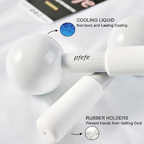 pfefe Ice Globes for Face & Eyes - White Gloss Stainless Steel Cryo Sticks for Puffiness & Wrinkles