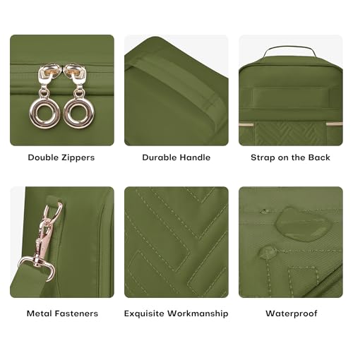 Leudes Army Green Nail Polish & Tool Organizer Bag Holds 42 Bottles