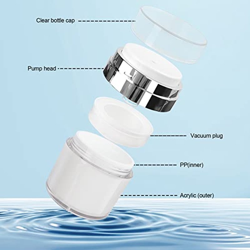 4Pack Airless Pump Jars Mixed(0.5oz+1.0oz+1.7oz+3.5oz) Lotion Dispenser Bottle with Pump, Moisturizer Travel Containers for Skincare Face Makeup
