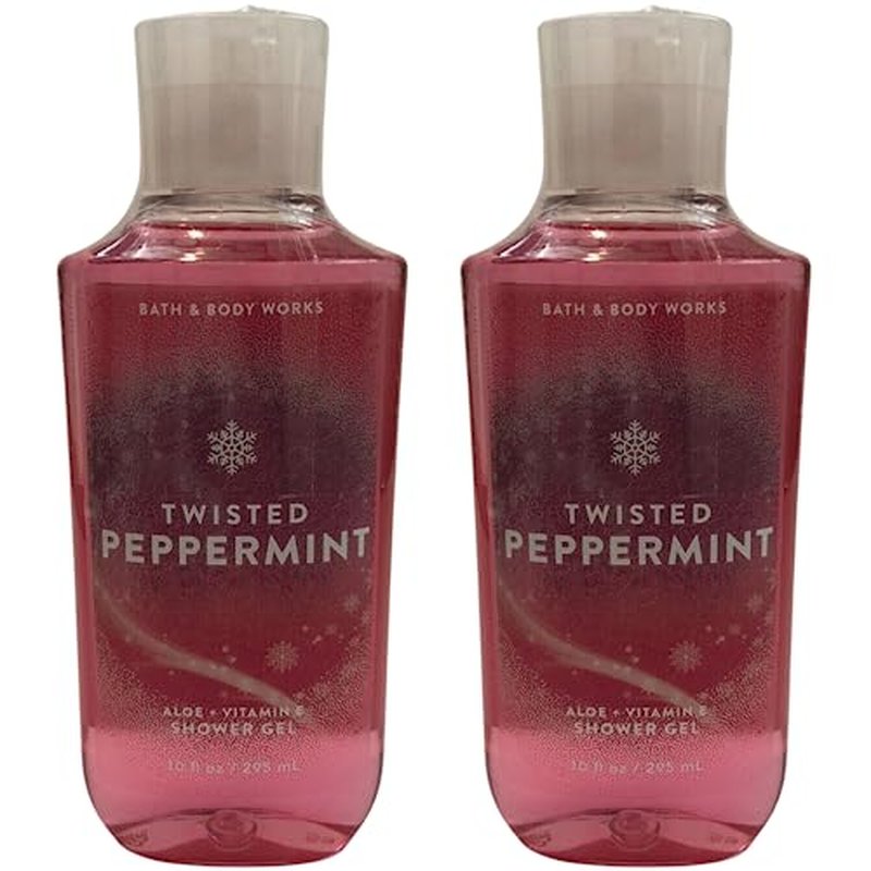 Bath and Body Works Body Care - Full Size Shower Gel Aloe + Vitamin E - 10 fl oz - Twisted Peppermint
