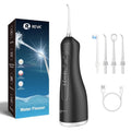 R REVA Black Portable Water Flosser for Teeth 4 Modes Cordless Oral Irrigator