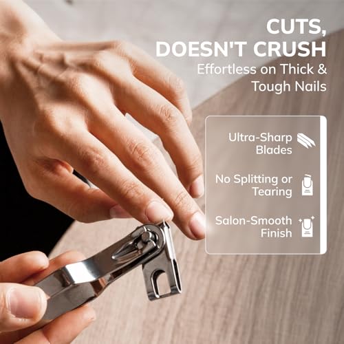 Swissker 1 Pack Heavy Duty Rotating Nail Clippers for Men & Women – Thick & Ingrown Nail Trimmers