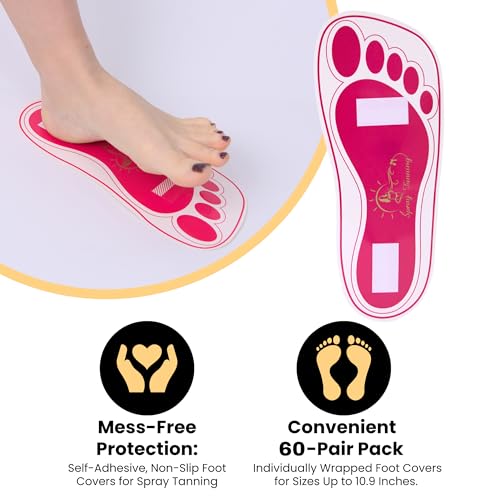 Disposable Pink Tanning Feet Pads - Protect Soles During Spray Tanning, 60 Pairs
