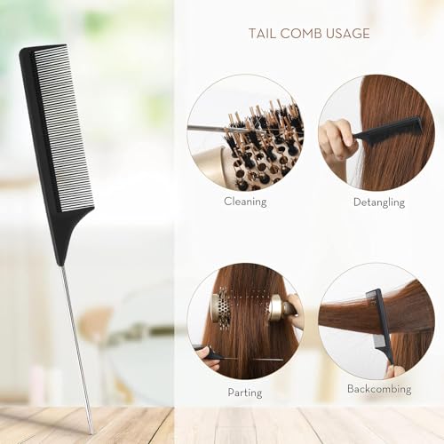 Round Hair Brush Set for Blow Drying and Styling - Boar Bristle & Ceramic Coated