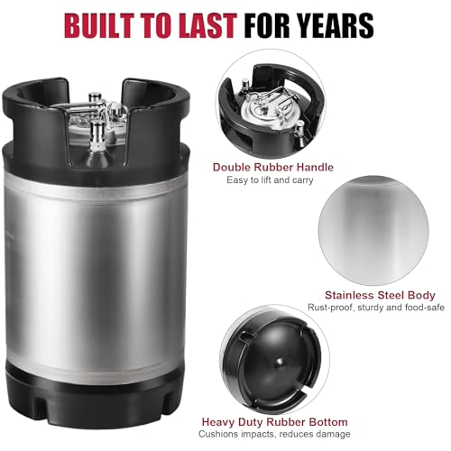 2.5 Gallon Stainless Steel Cornelius Keg for Homebrew and Craft Beverages