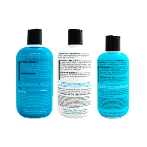 Anti Frizz Shampoo Conditioner & Styling Cream Set with Keratin & Murumuru Butter