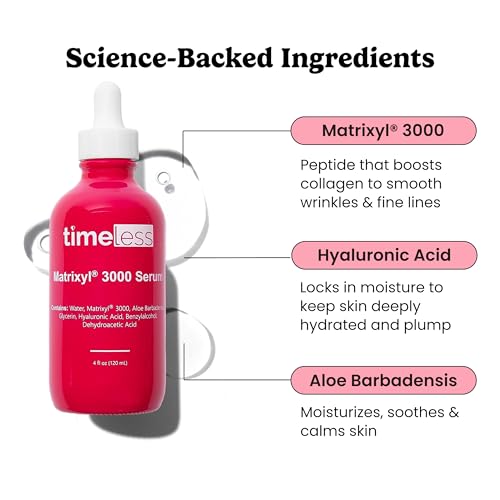 Timeless Skin Care Matrixyl 3000 Serum - Personal Care Face Serum Supports Hydration - with Hyaluronic Acid - Fragrance-Free - for Skin Care - 4 oz