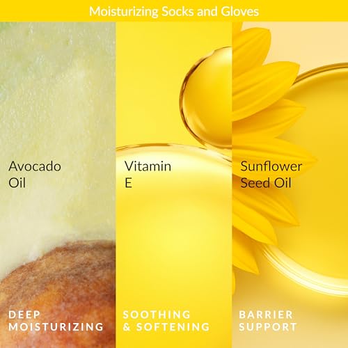 Epielle Hydrating & Moisturizing Hand & Foot Masks, Relieve and Soften Dry, Rough Skin, Self Care Gifts for Women, Spa Kit, Stocking Stuffers, 6 Moisturizing Gloves & 6 Moisturizing Socks