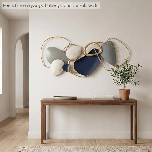 Axioglo 40 Inch Blue Gold 3D Metal Wall Decor - Small Abstract Wall Art