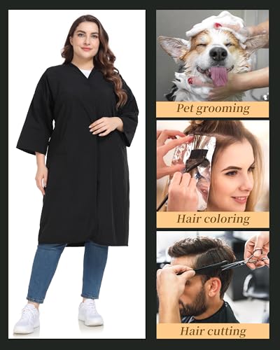 Salon Client Gown Robe Cape with Snap Closure - Kimono Style Hair Salon Smock