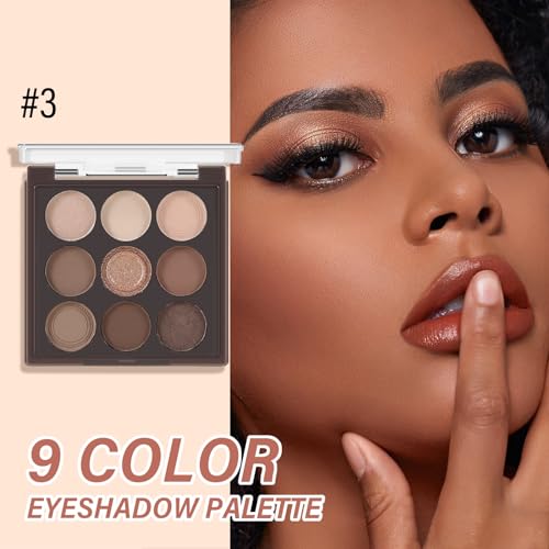 Nude Eyeshadow Palette-9 Colors, Blendable Matte and Shimmers Pigmented Eye Shadow Powder, Multiuse Makeup Pallet, Easy to Use