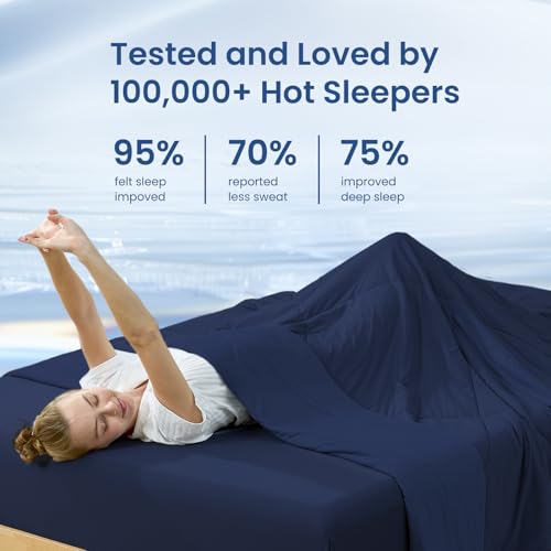 Cozy Bliss Dark Blue Cooling Comforter Queen 90x90—Q-Max 0.45 Lightweight Silk-Smooth Bedding