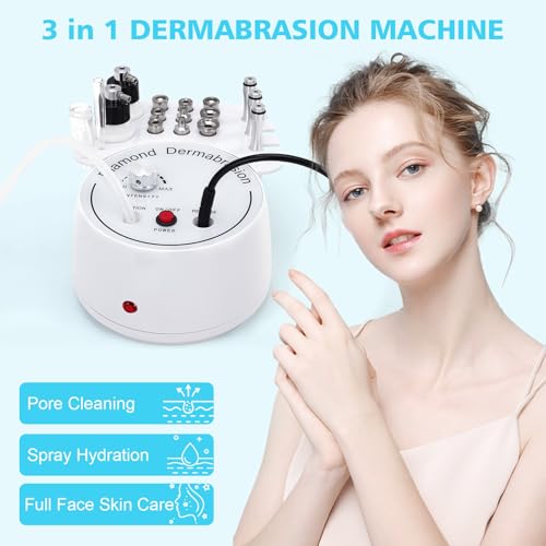 Microdermabrasion Skin Care Machine 3-in-1 with Wand Spray Glass Tube - White