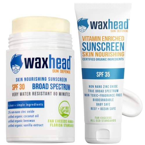Waxhead Zinc Oxide Sunscreen Bundle ? SPF 30 Face Stick (White, 3.7 oz) + SPF 35 Body Cream (4 oz) | 25% Non-Nano Zinc | Mineral, Reef-Friendly, Water-Resistant | Kids, Sensitive Skin, Sport & Tattoos