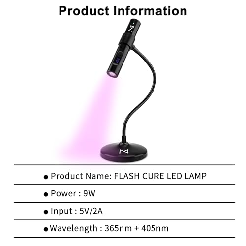 M - GlamCure GO Nail Flash Cure Lamp with Focus Beam Technology, Touch Screen - LED & UV Nail Light - Curing Lamp for Gel Nails, Acrylic, Builder - Portable & Adjustable (Black)