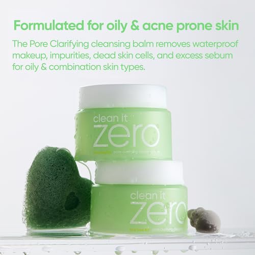 BANILA CO Clean it Zero Pore Clarifying Cleansing Balm | Korean Makeup Remover, Cleansing Oil, Facial Cleanser for Oily and Acne Prone Skin | Vegan | Made with AHA-PHA & Tea Tree (180ml / 6.08 fl.oz)