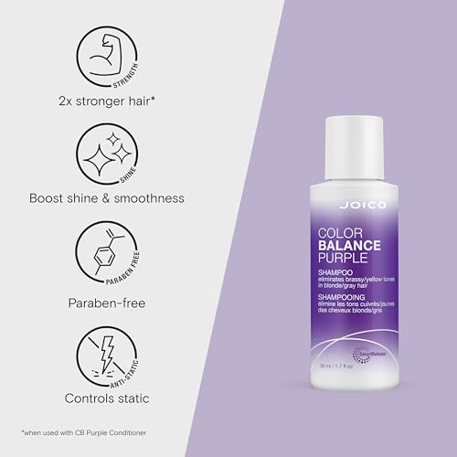 Joico Color Balance Purple Shampoo | For Cool Blonde or Gray Hair | Eliminate Brassy Yellow Tones | Boost Color Vibrancy & Shine | UV Protection | With Rosehip Oil & Green Tea Extract