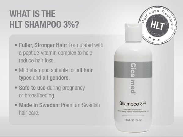 Hair Loss Treatment Shampoo 3% - Sulfate & Silicone Free for Thicker Hair