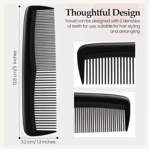 Zopeal 400-Pack Mini Black Hair Combs for Travel with Double Tooth Densities