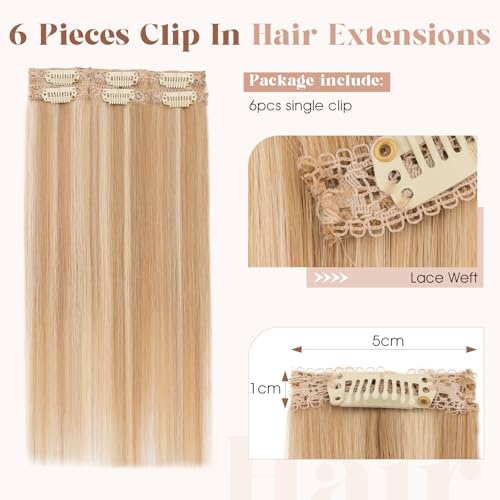 Remy Human Hair Clip-In Extensions - 6 Pieces, Highlights, 10 Inch