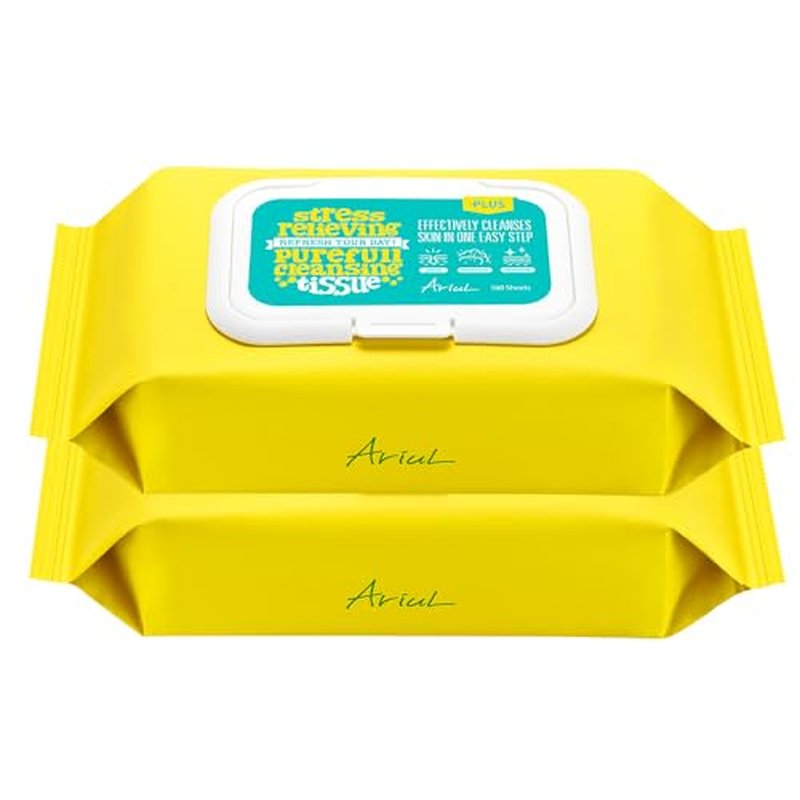 Ariul Purefull Gentle Cleansing Tissues ? Soothing & Hydrating Makeup Remover Wipes, Non-Sticky Fresh Finish, Mild Acidic pH, Effective Cleansing, Korean Skincare, 80 Sheets x 2 Pack