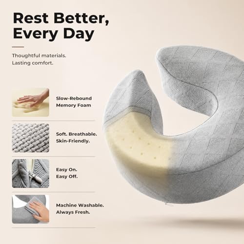 Freebody Adjustable Massage Headrest for Bed - Grey, 18-Inch Height Support