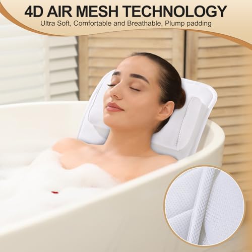 Full Body Bath Pillow for Bathtub, Non-Slip Bath Pillows for Tub, Spa Bathtub Pillow Cushion for Headrest Neck Shoulder and Back Rest Support£¬Relaxation Spa Accessories-50 x 15" (White)
