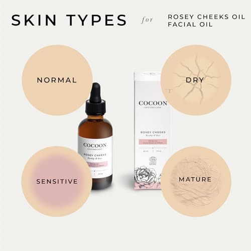 Cocoon Apothecary 2 fl oz Rosey Cheeks Facial Oil Serum | Ecocert Cosmos Natural | Facial Serum For Women, Dry Skin, Natural Ingredients Avocado Oil, Camellia Seed Oil, Rosehip CO2, Rose Absolute
