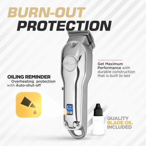 Fagaci Cordless Hair Clippers for Men & Women - Silver, Professional Grooming Tool