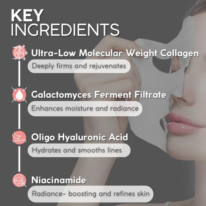 ERASE Pro-Collagen Hydrating Collagen Face Mask for Women & Men | Face Masks Skincare | Mascarillas Faciales de Colageno |Collagen Mask Overnight | Biocollagen Face Mask | Korean Skin Care
