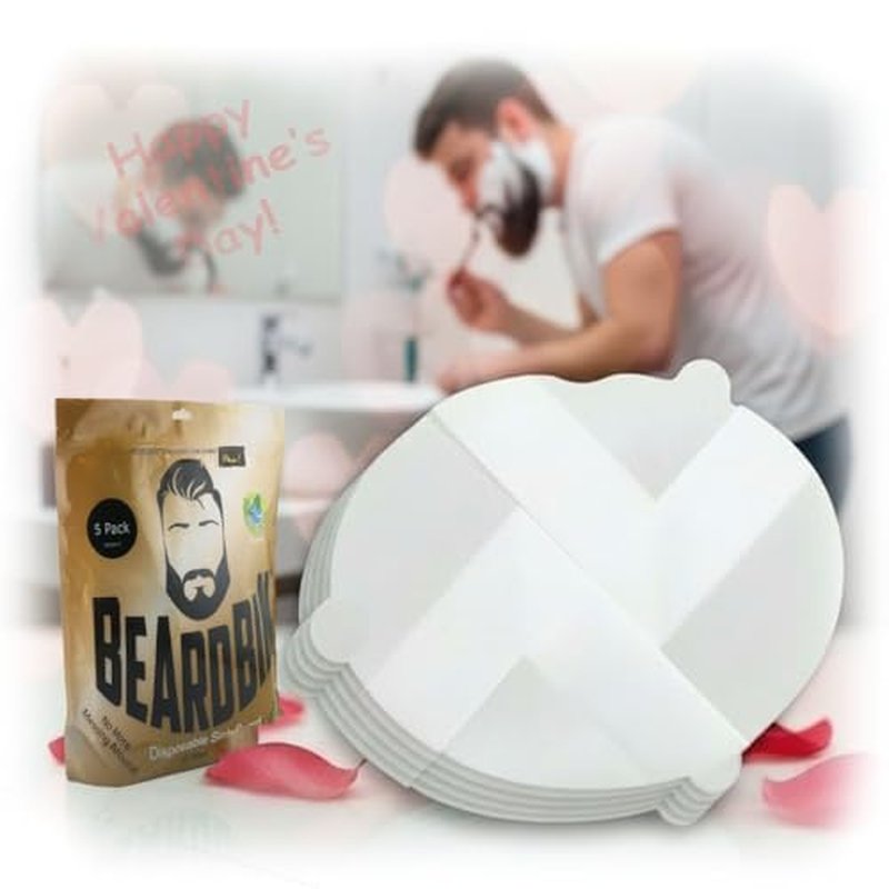 Beard Hair Catcher for Sink - Wet-Strength Shaving Guard, Patented Contour-Molding Sustainable Disposable Trimming Barrier for Mess-Free Grooming, Water Saving & Easy Bathroom Sink Cleanup by BeardBin