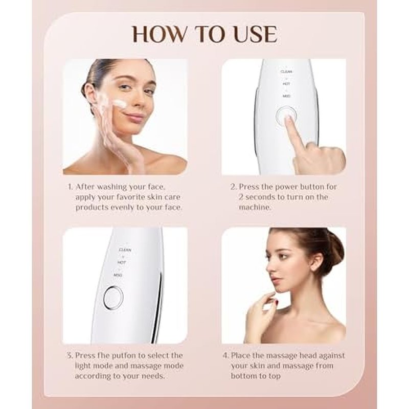 7 Color Galvanic Machines - Red Light Therapy for Face and Neck, Face Massager Tool for Wrinkles, Double Chin, Vibrating Facial Massager with Thermals, White