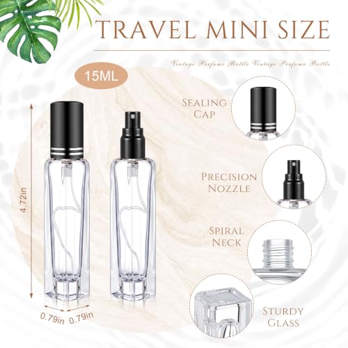 15 ml Glass Perfume Atomizer Set - Black Lid, Leakproof, Refillable, Travel Size - 20 Pcs