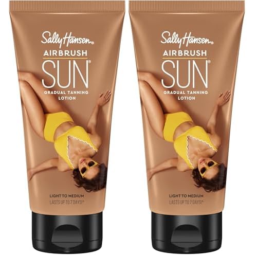 Sally Hansen Airbrush Legs Tanning Lotion, Light to Medium | Gradual Tan | 5.9 Oz | Pack of 2