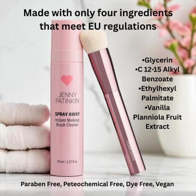 Jenny Patinkin Instant Makeup Brush Cleaner Spray, Sanitize & Dry in Seconds, Travel-Size
