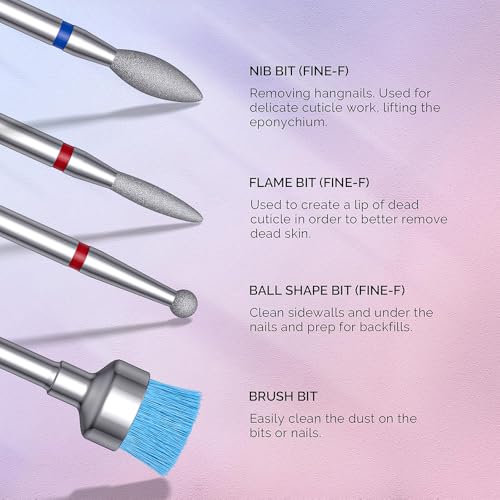 Colorful Nail Drill Bits Set for Acrylic & Gel Removal - 7 Pcs Professional Manicure Kit