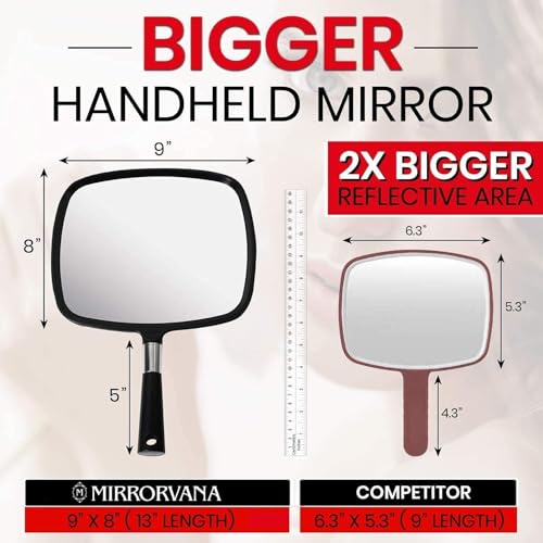 Mirrorvana Pack of 5 Large & Comfy Hand Held Mirror (Black)