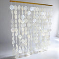 Large Capiz Shell Wall Hanging - Handmade Sea Shell Art with Gold Rail, 28"L x 24"W