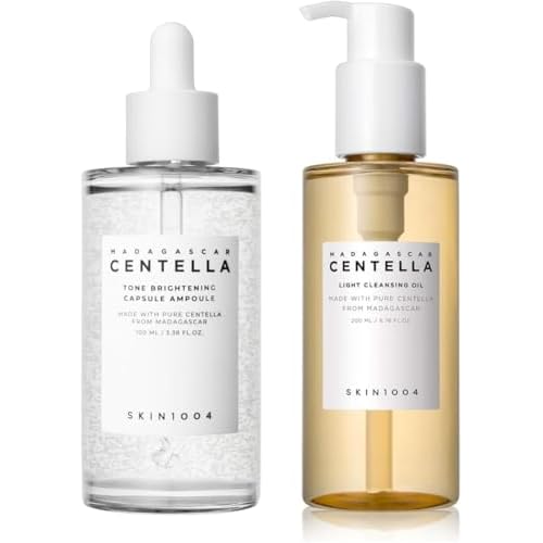 SKIN1004 Madagascar Centella Tone Brightening Capsule Ampoule 100ml and Light Cleansing Oil 200ml Bundle