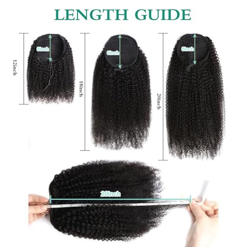 Afro Kinky Curly Ponytail Extension 22 Inch Natural Black - Variation 1B-Afro KC