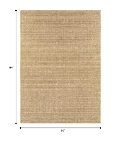 Striped Gold 5x7 Indoor Outdoor Jute Rug - Washable Boho Area Carpet