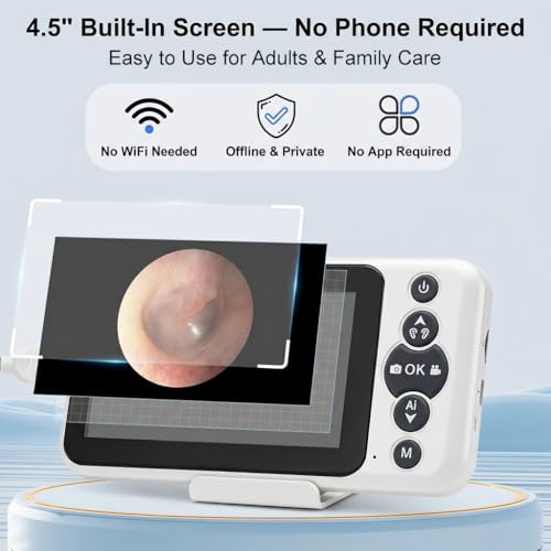 Digital Otoscope with 4.5-Inch HD Screen Ear Wax Removal Kit