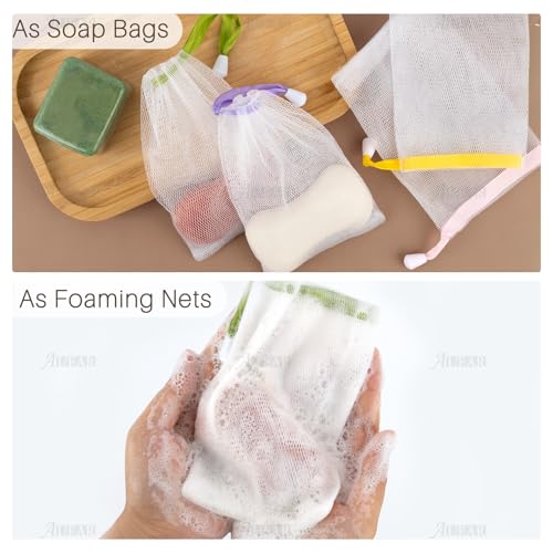 AUEAR, 60 Pack Mesh Soap Pouch for Shower Washing Bubble Foam