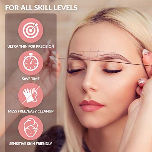 Microblading Supplies Pre-Inked Eyebrow Mapping String - 4 Pack, 60 Meters, Ultra-Thin, Mess-Free, Hypoallergenic, Cosmetic Grade