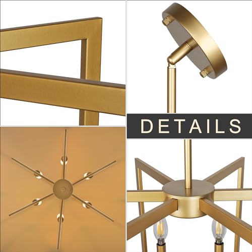 Klgxnrd 6-Light Gold Pendant Light Fixture Modern Farmhouse Chandelier