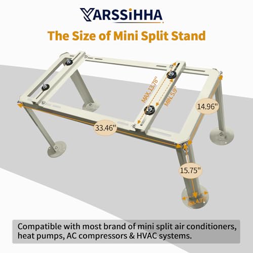 Beige Mini Split Ground Stand for 9000-24000 BTU Ductless AC Heat Pumps, Heavy Duty Adjustable Condenser Support