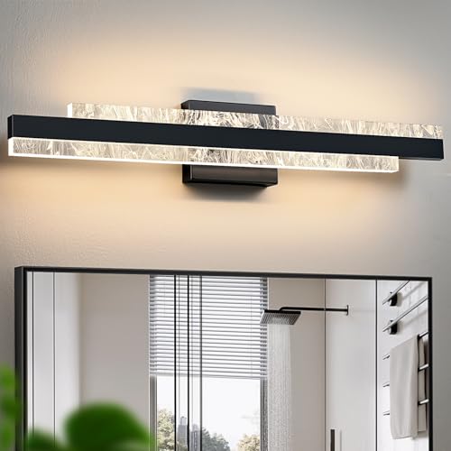 HAHZT Black 27 Inch Dimmable LED Bathroom Vanity Light Over Mirror - Modern Wall Sconce Fixture