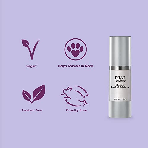 PRAI Beauty Platinum Firm and Lift Night Serum, Anti-Aging Face Serum for Instant Face Lift, Nourishing and Hydrating Serum, Vegan, Cruelty-Free, 1 Fl Oz