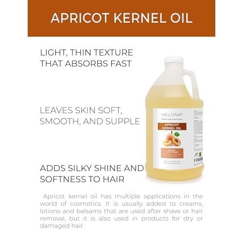 velona Apricot Kernel Oil 64 fl oz | 100% Pure and Natural Carrier Oil | Refined, Cold Pressed | Hair, Body and Skin Care | Use Today - Enjoy Results